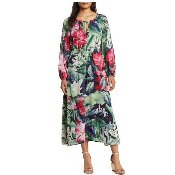 Tommy Bahama Women's Sz L Celebration Tropical Floral Maxi Dress - Picture 1 of 12